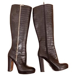 Guess Black Leather Boots Black