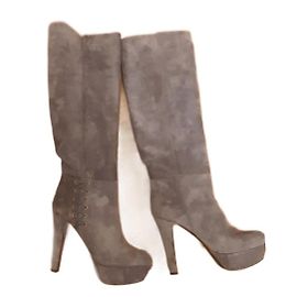 Botas Sergio Rossi em camurça cinza Cinza