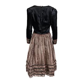 Autre Marque-Lancetti Vintage Shimmer and Velvet Dress-Black