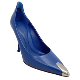 Alexander Mcqueen-Zapatos de tacón en punta con espalda alta en azul eléctrico de Alexander McQueen-Azul