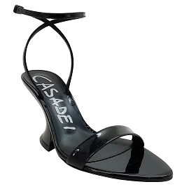 Casadei Black Patent Lather Elodie Tiffany Sandals Black
