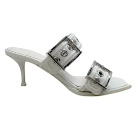 Alexander Mcqueen-Sandali Alexander McQueen in pelle bianca con cinturino con fibbia-Bianco