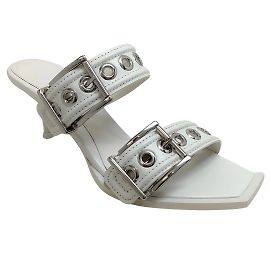Alexander McQueen Sandales à brides à boucle en cuir blanches Blanc