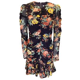 Veronica Beard Hedera Oxblood Vestido midi de seda estampado multifloral Multicor