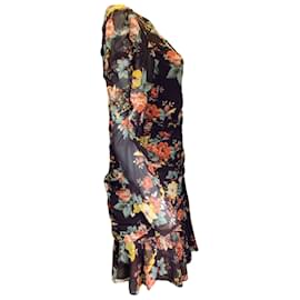 Veronica Beard-Veronica Beard Hedera Oxblood Multi Floral Printed Silk Midi Dress-Multiple colors