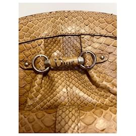 Dior-Sac "My Dior" 40cm en python-Bijouterie argentée,Camel