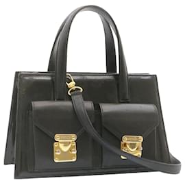 Fendi-Fendi 2Way Hand Shoulder Bag Leather Black Auth ai073-Black