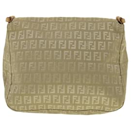 Fendi-FENDI Zucchino Canvas Shoulder Bag Khaki Auth rd2328-Green