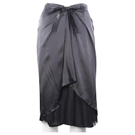 Autre Marque-Black Satin Skirt-Black