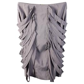Loeffler Randall-Grey Skirt With Strapes-Grey