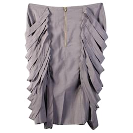 Loeffler Randall-Grey Skirt With Strapes-Grey