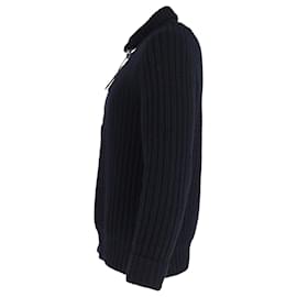 Tom Ford-Tom Ford Half Zip Knit Sweater in Navy Blue Cashmere-Blue