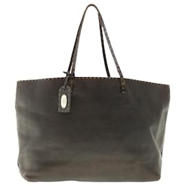 Fendi-FENDI Tote Bag Leather Brown Auth rd4683-Brown