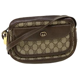 Autre Marque-GUCCI GG Canvas Shoulder Bag PVC Leather Beige Brown Auth 35644-Brown