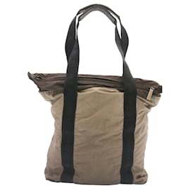 Chanel-CHANEL Tote Bag Nylon Brown CC Auth 26722a-Brown