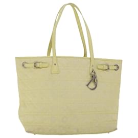 Christian Dior-Christian Dior Lady Dior Canage Tote Bag Coated Canvas Yellow Auth bs5871-Yellow