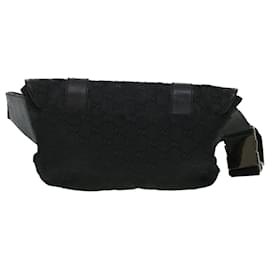 Autre Marque-GUCCI GG Canvas Waist Bag Black 145851 auth 42185-Black