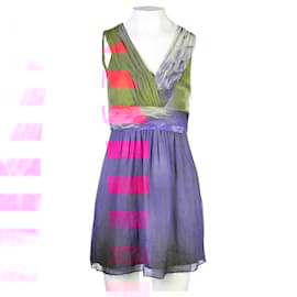 Autre Marque-V- Neck Printed Dress-Purple