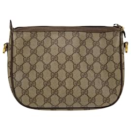 Autre Marque-GUCCI Web Sherry Line Shoulder Bag PVC Leather Beige Green Red Auth 36081-Brown
