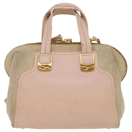 Fendi-FENDI Hand Bag Leather Canvas 2way Pink Auth bs3819-Pink
