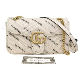 Gucci-Gucci  x Balenciaga The Hacker Project Small GG Marmont Bag Leather Shoulder Bag 443497 520981 in Excellent condition-White