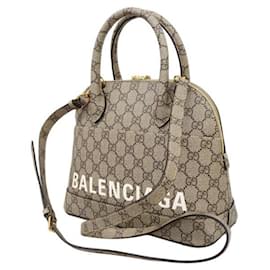 Gucci-Gucci x Balenciaga The Hacker Project Medium Ville Bag Canvas Handbag 681699 520981 UQOAT in Excellent condition-Beige