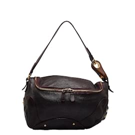 Céline-Leather Shoulder Bag-Purple