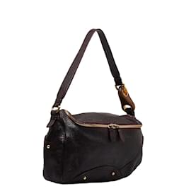 Céline-Leather Shoulder Bag-Purple