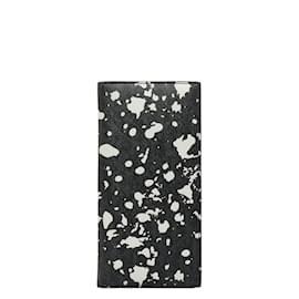 Dior-Dior Splatter Print Canvas Bifold Wallet Canvas Long Wallet in Good condition-Black