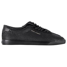 Saint Laurent-Sneaker Saint Laurent Andy Effetto Pitone in Pelle di vitello Nera-Nero