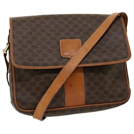Céline-CELINE Macadam Canvas Shoulder Bag PVC Leather Brown Auth th2544-Brown