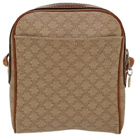 Céline-CELINE Macadam Canvas Shoulder Bag PVC Leather Beige Auth 39944-Brown