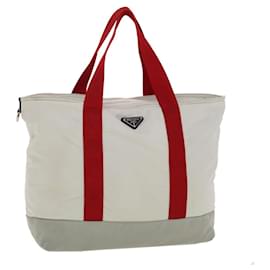 Prada-PRADA Tote Bag Nylon Gray Red Auth bs5544-Grey