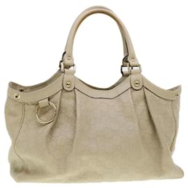 Gucci-GUCCI Gucci Shima GG Bolso Tote Cuero Beige 211944 base de autenticación4876-Castaño