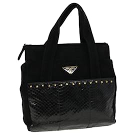 Prada-Bolsa de mão PRADA camurça preta autêntica yk6737b-Preto