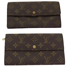 Louis Vuitton-LOUIS VUITTON Monogram Long Wallet 2Set LV Auth ar9773-Brown