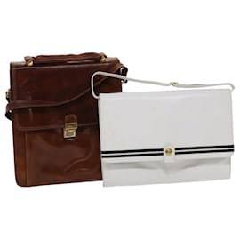 Bally-BALLY Shoulder Bag Leather 2Set Brown White Auth bs6514-Brown