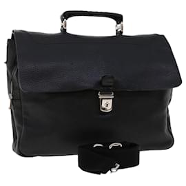 Bally-BALLY Hand Bag Leather 2way Shoulder Bag Black Auth cl613-Black