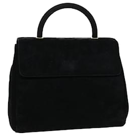 Prada-PRADA Hand Bag Suede Black Auth bs5708-Black