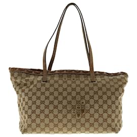 Autre Marque-GUCCI GG Canvas Fringe Bamboo Tote Bag Beige Brown 218780 Auth tb616-Brown
