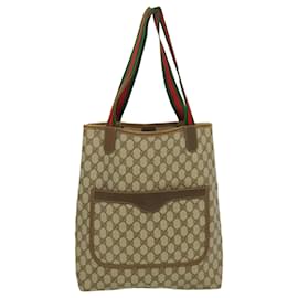 Autre Marque-GUCCI Web Sherry Line GG Canvas Tote Bag Beige Red Green Auth fm1307-Brown