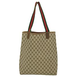 Autre Marque-GUCCI Web Sherry Line GG Canvas Tote Bag Beige Red Green Auth fm1307-Brown