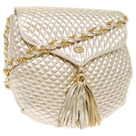 Bally-Bolsa de ombro com corrente acolchoada BALLY em couro tom dourado autenticada8178-Metálico