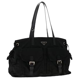 Prada-PRADA Tote Bag Nylon Black Auth 50553-Black