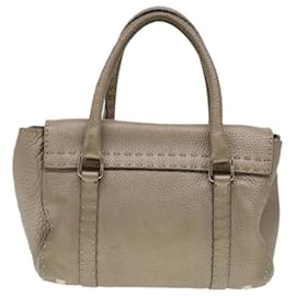 Fendi-FENDI Hand Bag Leather Gray Auth 39445-Grey