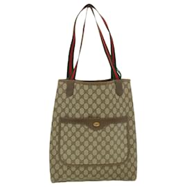 Autre Marque-GUCCI GG Canvas Web Sherry Line Tote Bag Beige Red Green 3902003 Auth rd2376-Brown