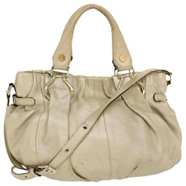 Céline-CELINE Hand Bag Leather 2way Silver WC-AT0069 auth 39622-Metallic
