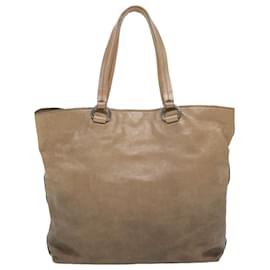 Prada-PRADA Tote Bag Leather Beige Auth ar8732-Brown