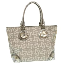 Céline-CELINE Horse Carriage Hand Bag PVC Leather Gray Auth ar6608-Grey