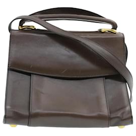 Céline-CELINE Hand Bag Leather 2way Brown Auth rd530-Brown